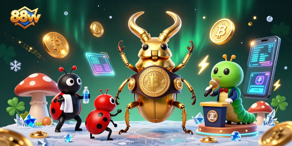 88vv showcases an exciting digital casino scene with a boxing beetle champion.