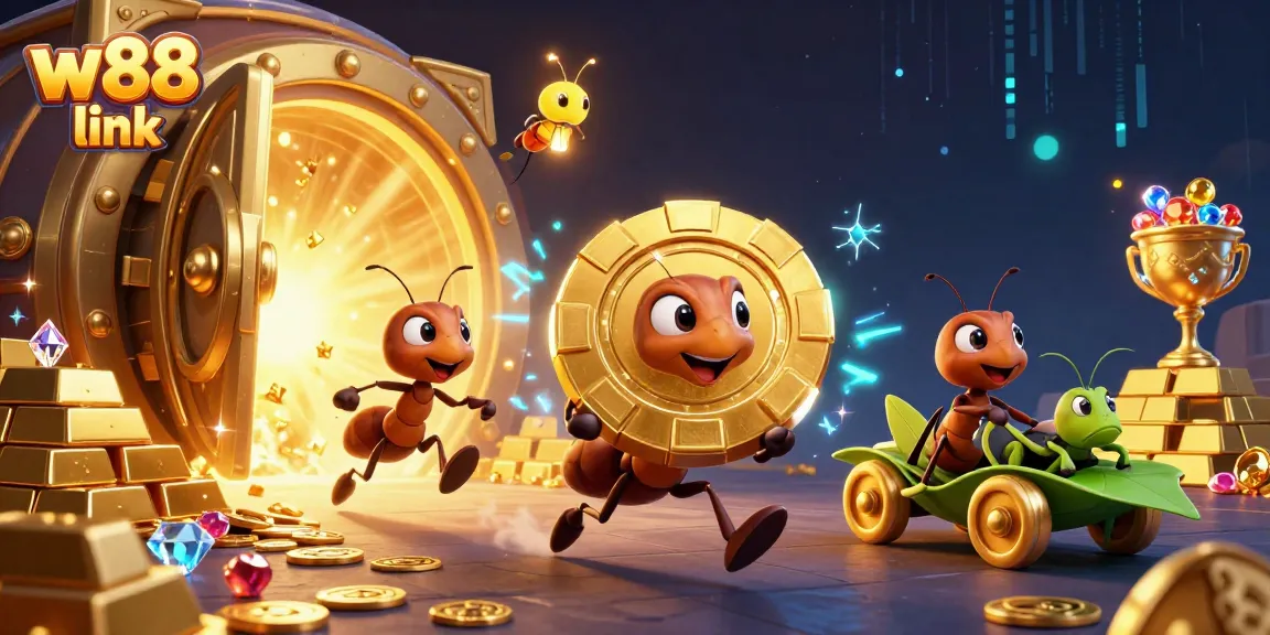 Engage with wild adventures in W88 link as a team of ants transports a giant poker chip through a tunnel.