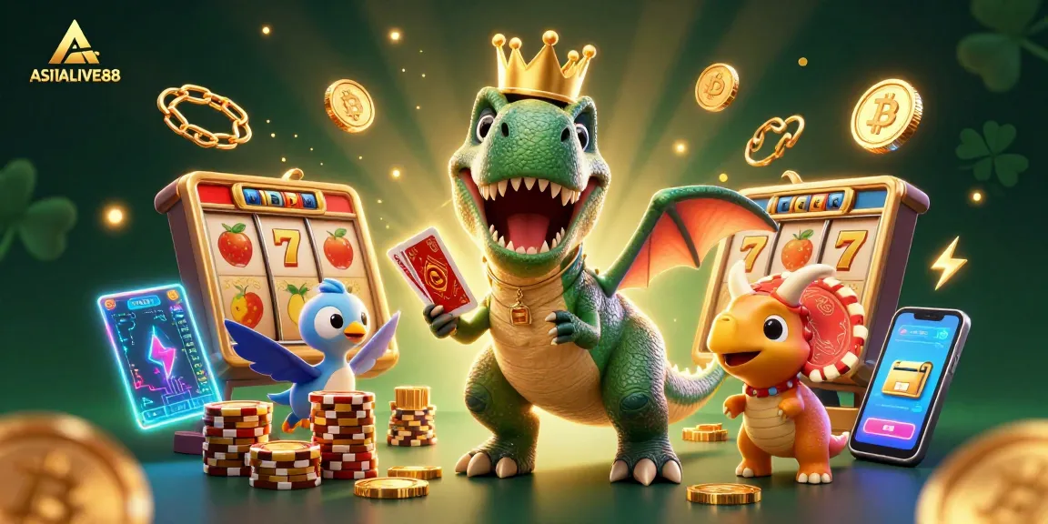 Engage in thrilling gameplay with ASIALIVE88's vibrant 3D cartoon casino scene.