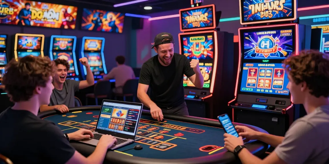 juragan77 pemain berinteraksi dengan permainan kasino dan slot online yang penuh warna dan hidup