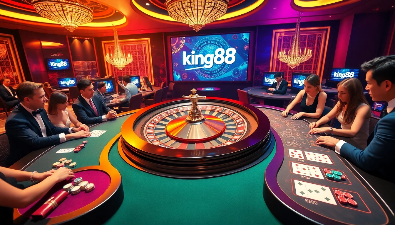 Experience the thrill of king88 .com with players enjoying a vibrant casino scene full of excitement.