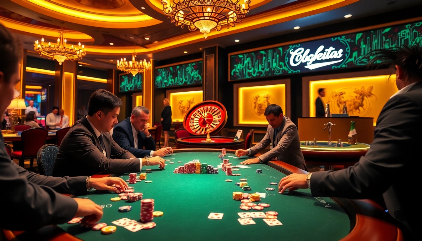 Engaging players enjoying a thrilling C168 GAME experience at a vibrant casino table.