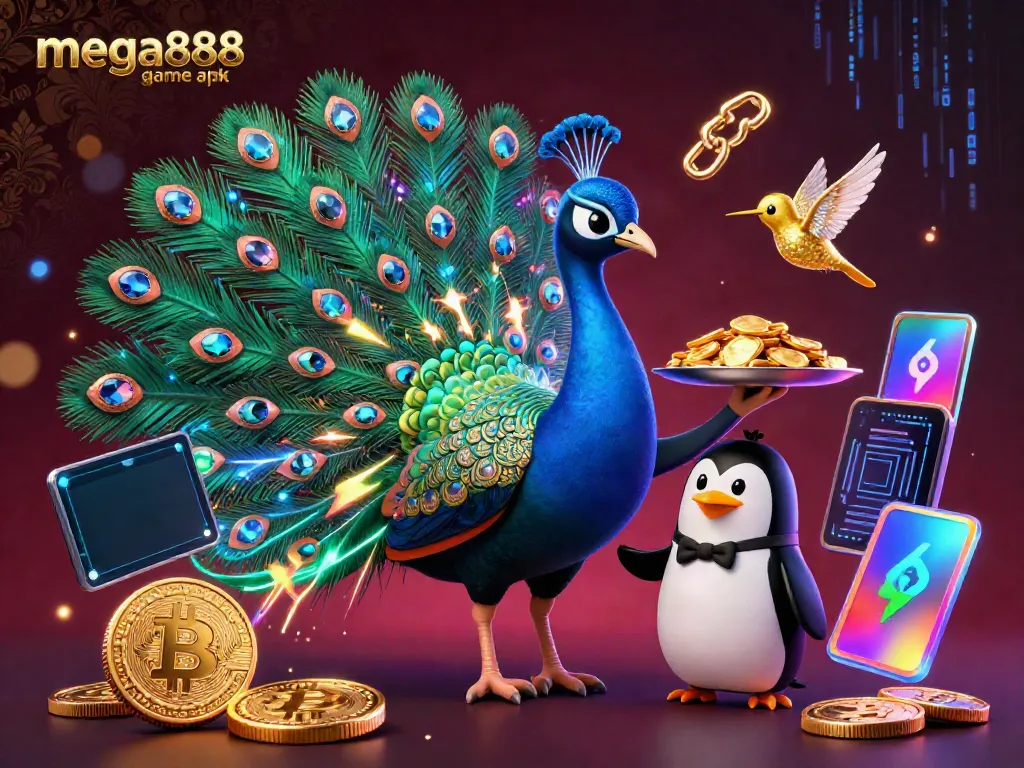 Experience the excitement of the mega888 game apk with vibrant 3D characters and casino elements.