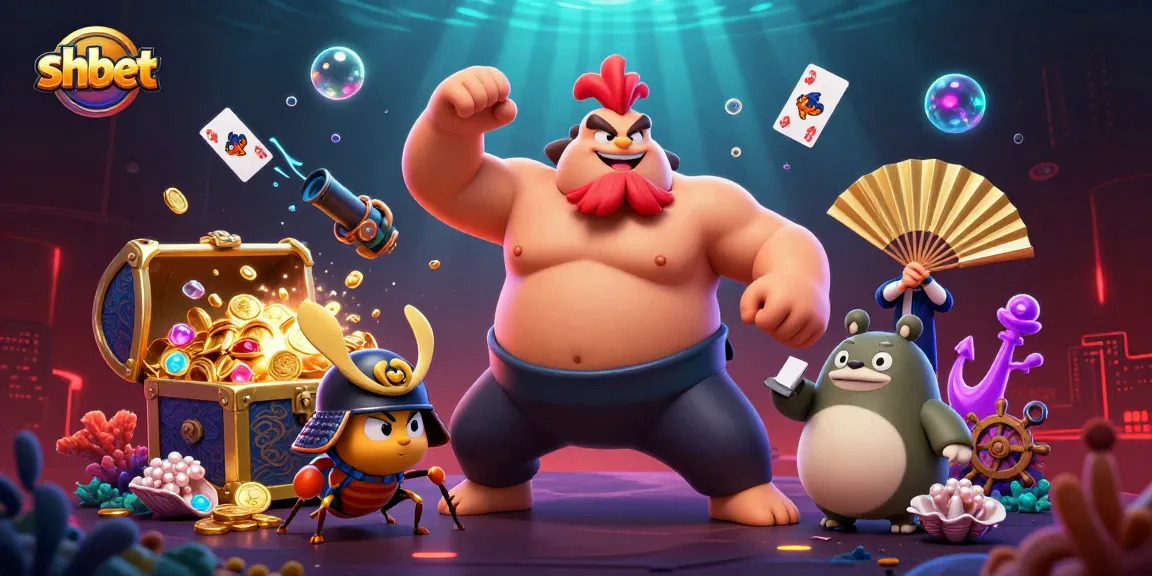 Bet confidently with shbet's vibrant 3D casino illustration featuring dynamic game elements and lively characters.