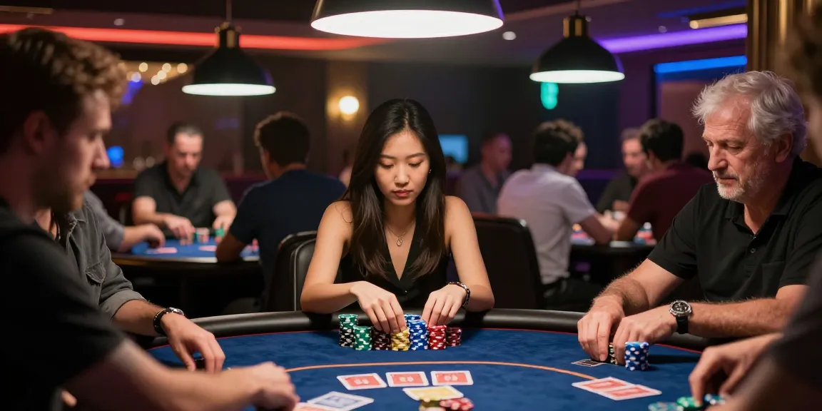 Poker88 dalam suasana kasino dengan pemain poker berpokus di meja dan tumpukan chip berwarna.