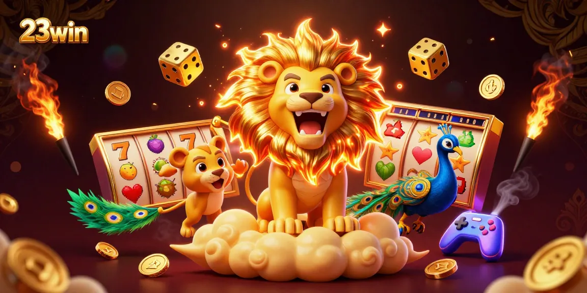 Experience thrilling gaming at 23win with vibrant 3D casino elements and engaging characters.