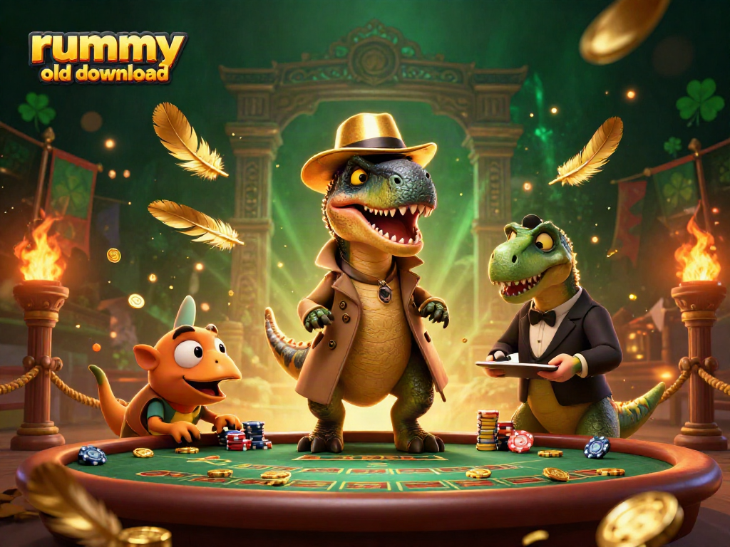 Experience rummy old download with animated characters in a vibrant casino scene, showcasing excitement and strategy.