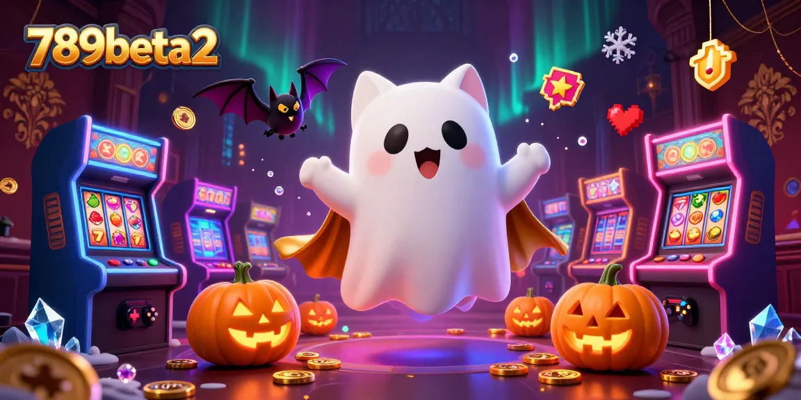 Experience the excitement of gaming with 789beta2, featuring a ghost cat and vibrant casino elements.