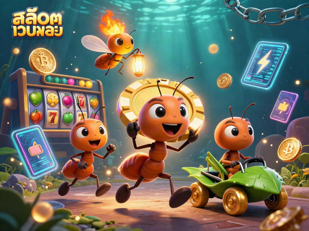 Engage withสล็อตเว็บตรง as 3D ants navigate a vibrant heist for a colossal poker chip.