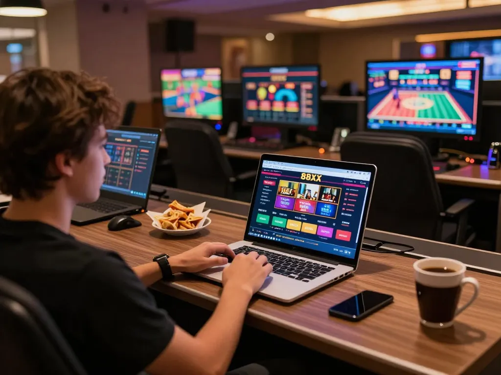 Engaging in online gaming at 88xx with a modern gaming setup