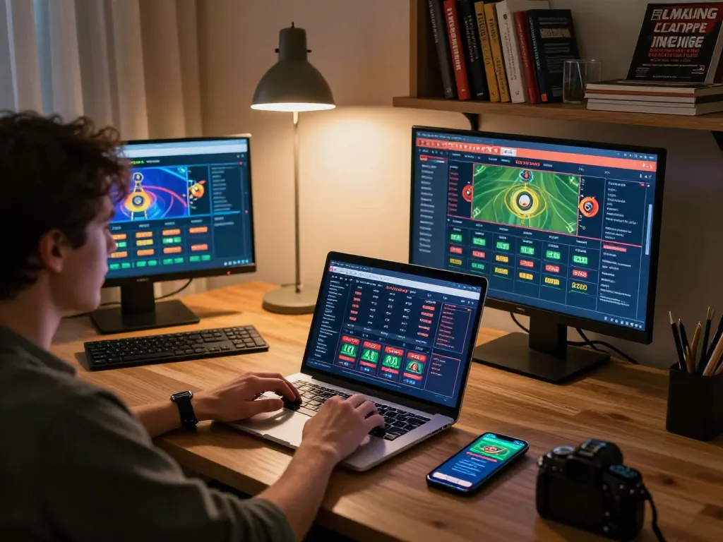 KJC betting in action as player engages with online sportsbook interface at home.