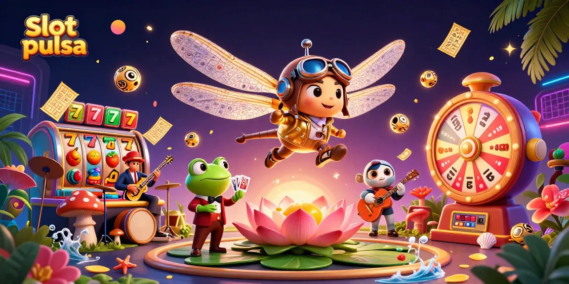 Engage in exciting slot pulsa games with lively characters showing a dynamic casino scene.