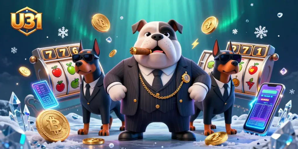Engage with U31 casino's thrilling atmosphere featuring exciting slot elements and vibrant characters.