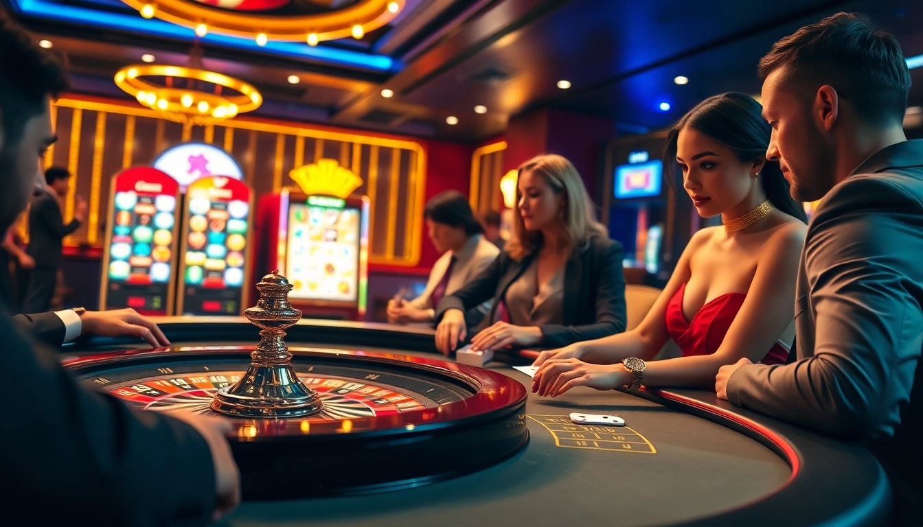 Engaged players at a luxurious casino table showcasing rr 88 excitement with vibrant gameplay.