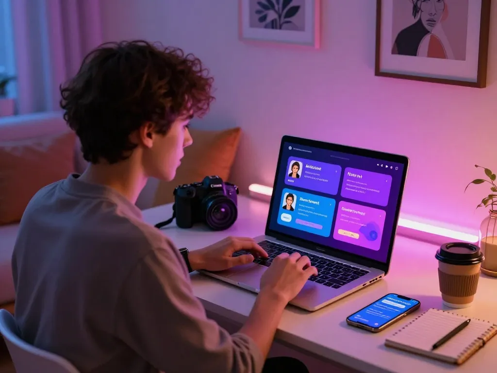 Engaging ai sex chat interaction on a customizable NSFW AI platform in a cozy digital space.
