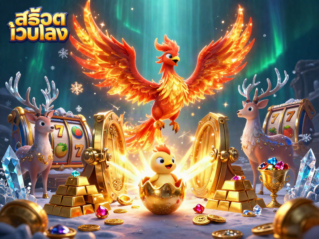 Experience สล็อตเว็บตรง treasures with dynamic gambling elements in a vibrant casino scene.