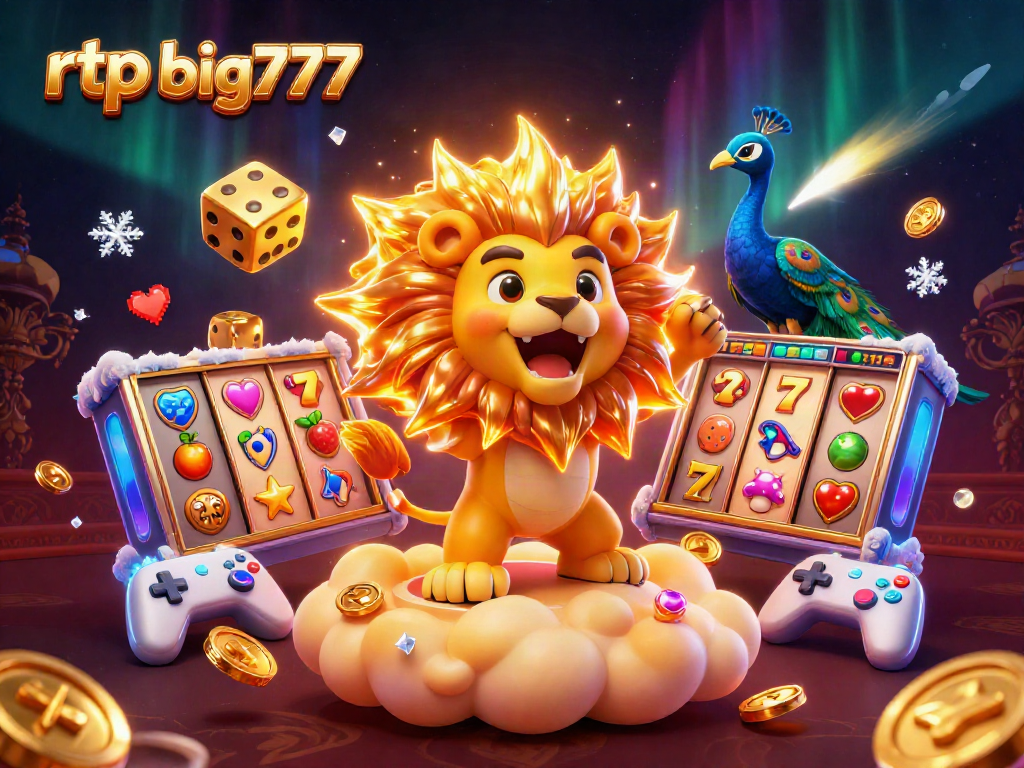 Experience the excitement of rtp big777 with a dazzling display of gaming elements in a vibrant 3D scene.