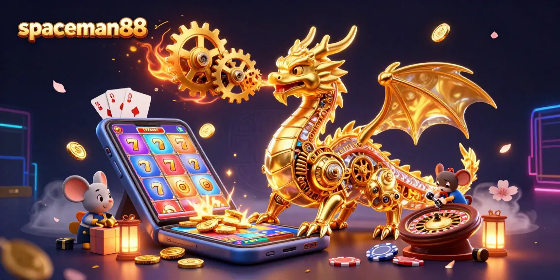 Experience SPACEMAN88 excitement with a dynamic 3D casino scene illustrating wild wins.