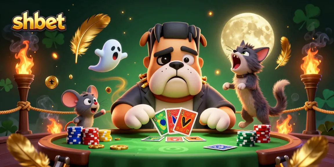 Engage in thrilling shbet gameplay with unique characters at the lavish casino table against an enchanting background.