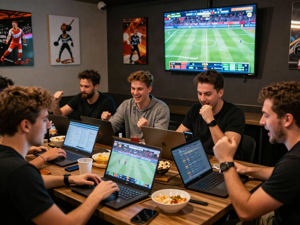 Group celebrating big wins on Playexch247 in modern gaming hub
