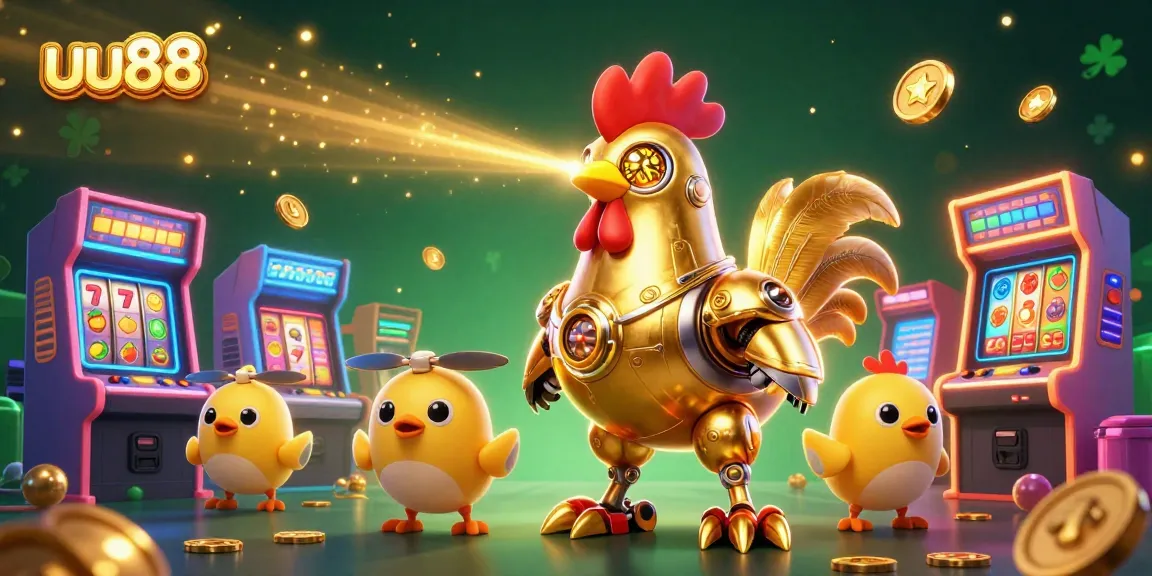 uu88 engages players with retro-futuristic characters and dynamic casino elements in a thrilling scene.