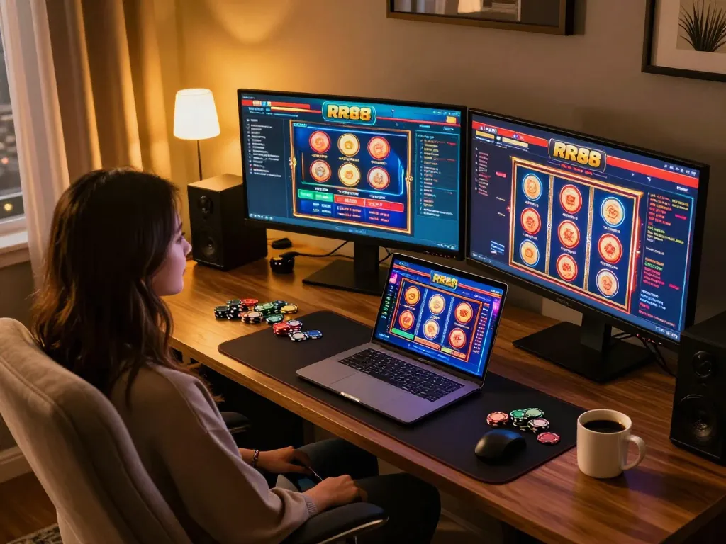Engaging gameplay on RR88 online casino platform with multiple screens showcasing exciting casino games