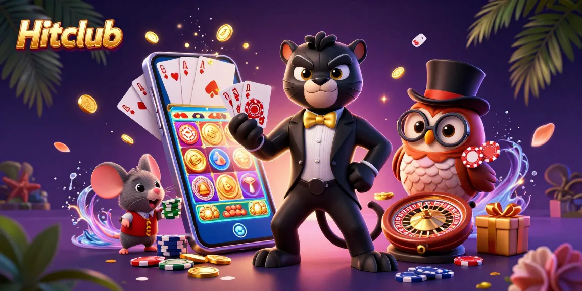 Hitclub offers unique gaming experiences with a stylish panther dealer and festive casino elements.