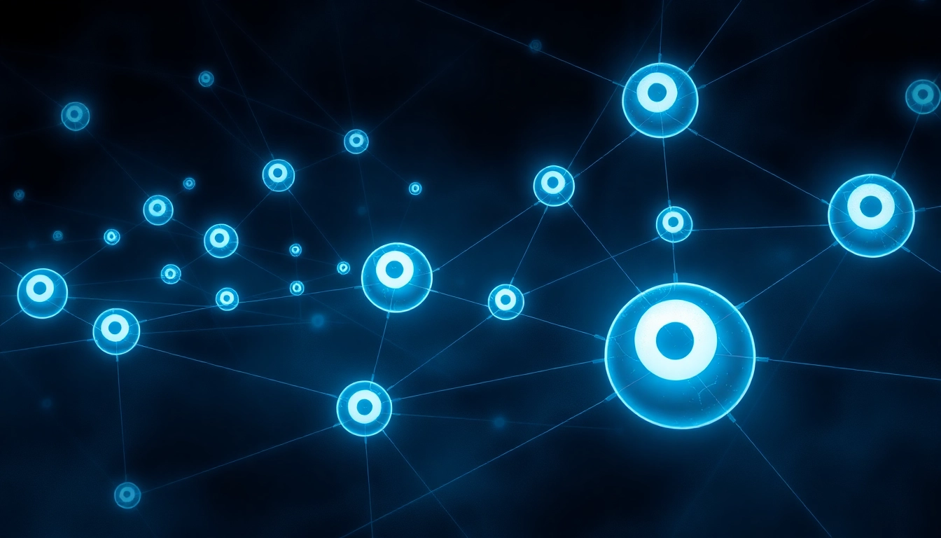 The official hidden wiki abstract visualization of the dark web illustrating secure .onion site connections.