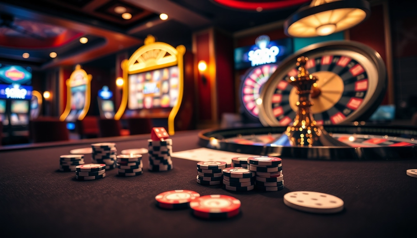SODO 66 enticing players with vibrant slot machines and poker action in a luxurious casino setting.
