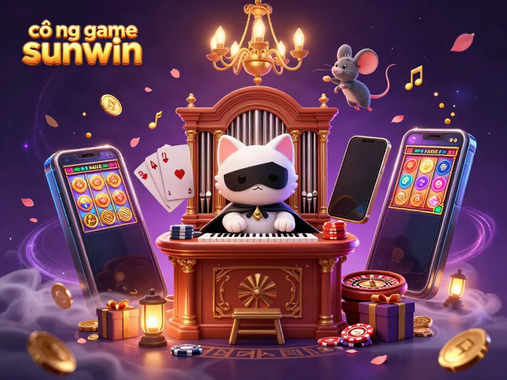 Engage with cổng game sunwin in an illustrated casino world full of action and colorful gaming elements.