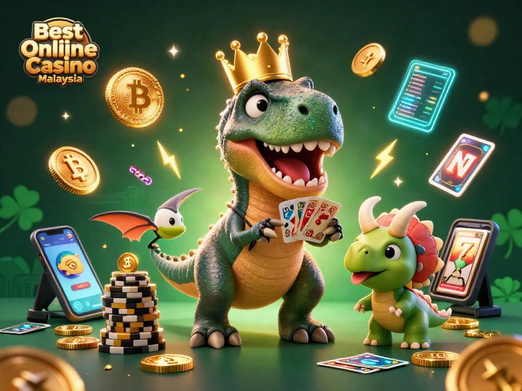 Engage in thrilling gameplay at the Best Online Casino Malaysia with vibrant 3D cartoon characters and crypto elements.