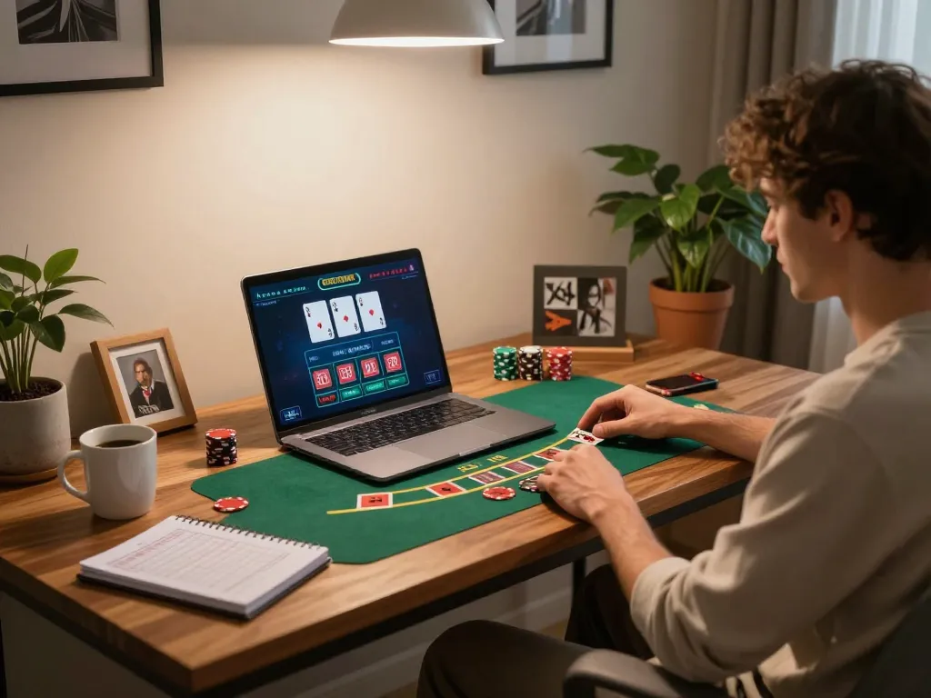Experience thrilling gameplay at Open 88 with a player engaging in blackjack at home.