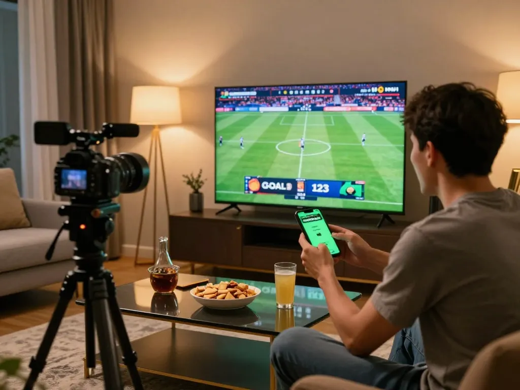Experience the thrill of placing bets on the Goal 123 app while enjoying a sports match at home.
