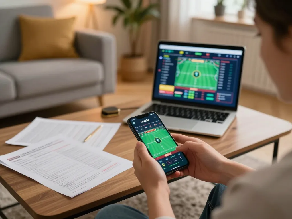 Engaging with Bong88 mobile app for sports betting in a cozy home setting