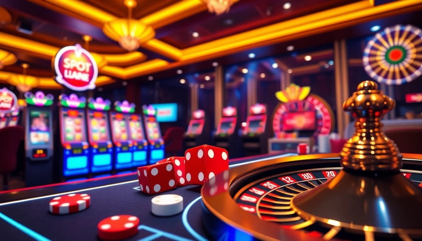 Engaging online gambling scene with idn slot machines and vibrant casino elements.