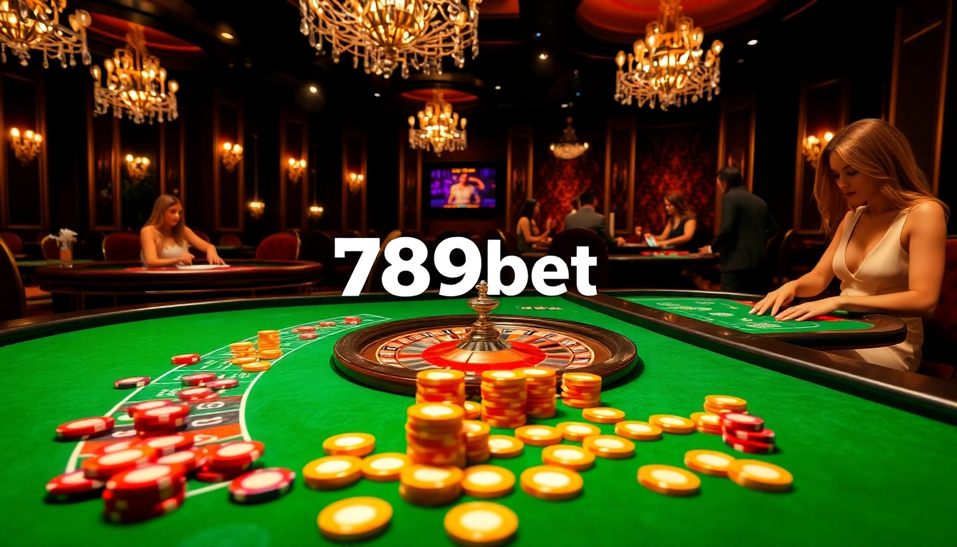 Engage with the thrilling atmosphere of 789betcom as players enjoy high-stakes table games in a luxurious casino.