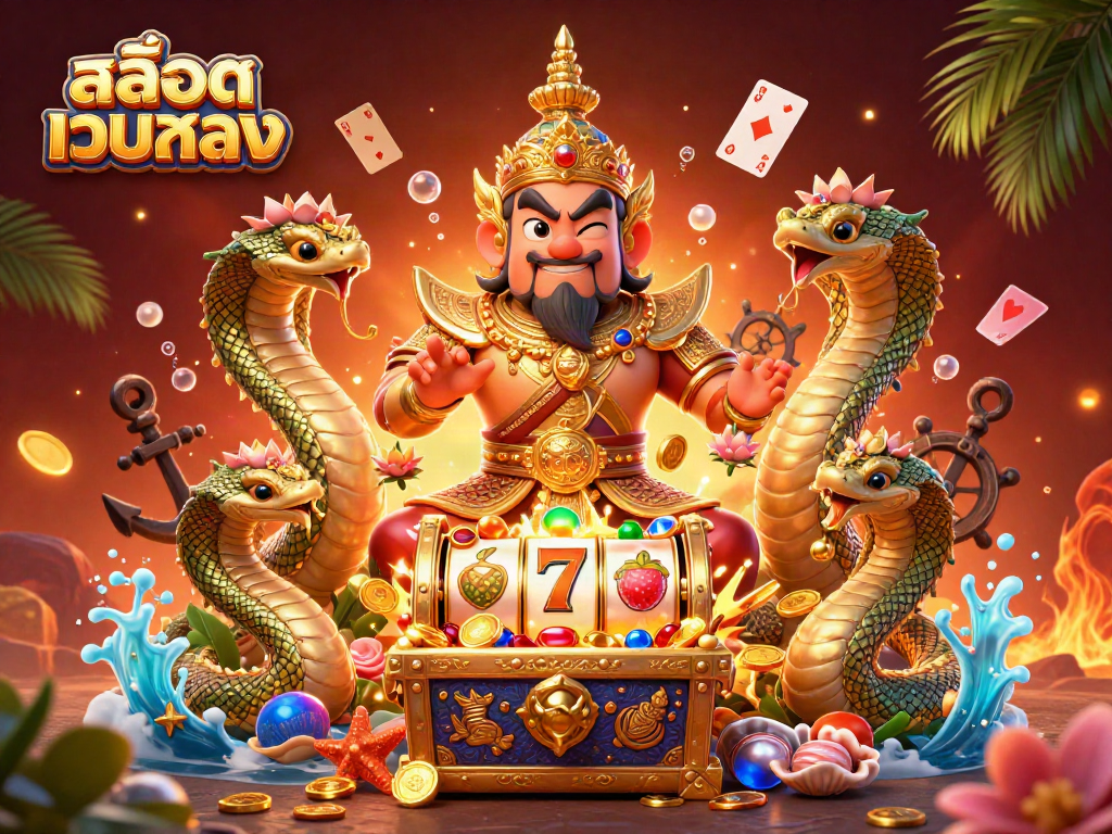Experience the thrill of สล็อตเว็บตรง with this vibrant 3D illustration of a guardian and enchanting game elements.