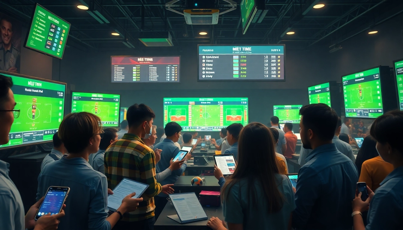 Kèo nhà cái 5 shown in a vibrant sports betting environment with real-time data analysis.