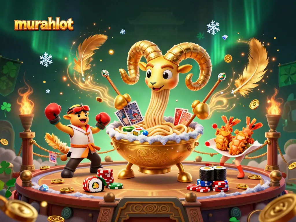 Murahslot menghadirkan ilustrasi kasino dengan ramen raksasa, dealer sushi, dan perayaan tempura yang seru.