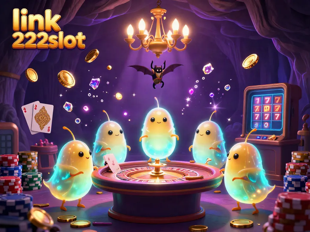 Menggali peluang menang dengan link 222slot saat bermain slot di kasino yang diterangi oleh cahaya kuning dari glowworm.