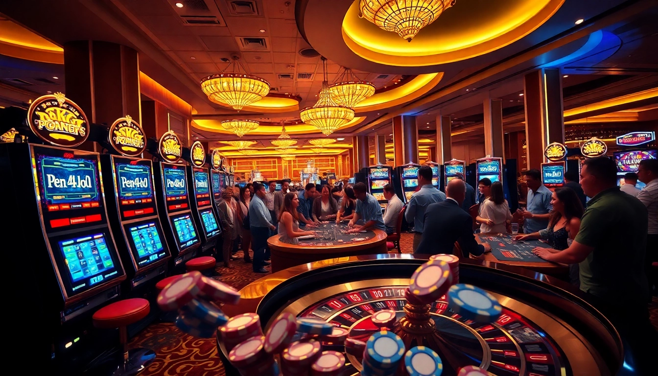 PEN4D daftar unveils thrilling slot machine excitement in a vibrant casino setting.