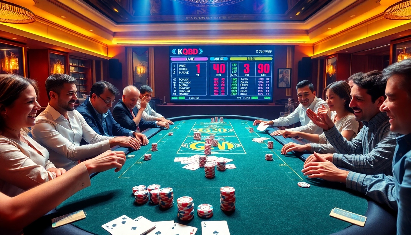 Gambling action at a casino table showcasing kqbd live betting odds and vibrant poker gameplay.