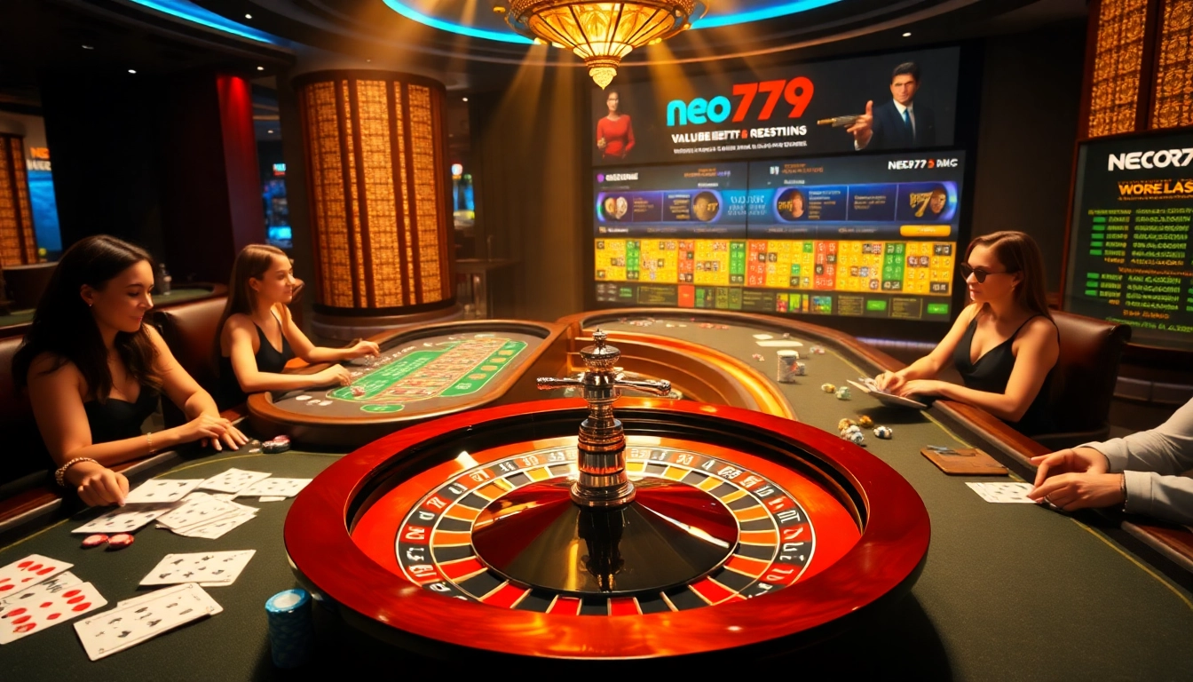 NEO79 betting interface showcasing thrilling casino games with glamorous casino tables.