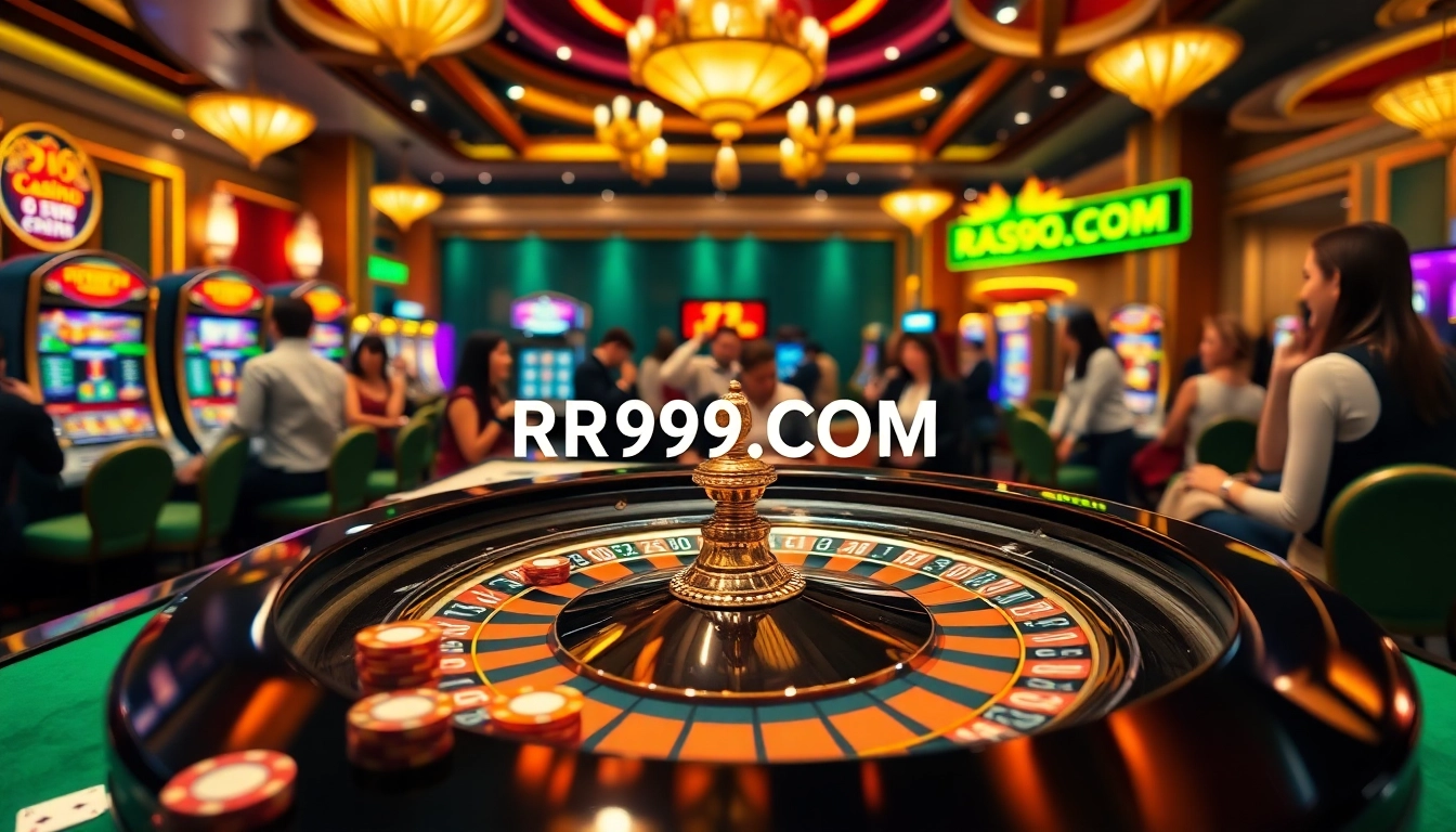 Experience the thrill of RR99.COM with vibrant casino gameplay featuring roulette and poker in an energetic setting.