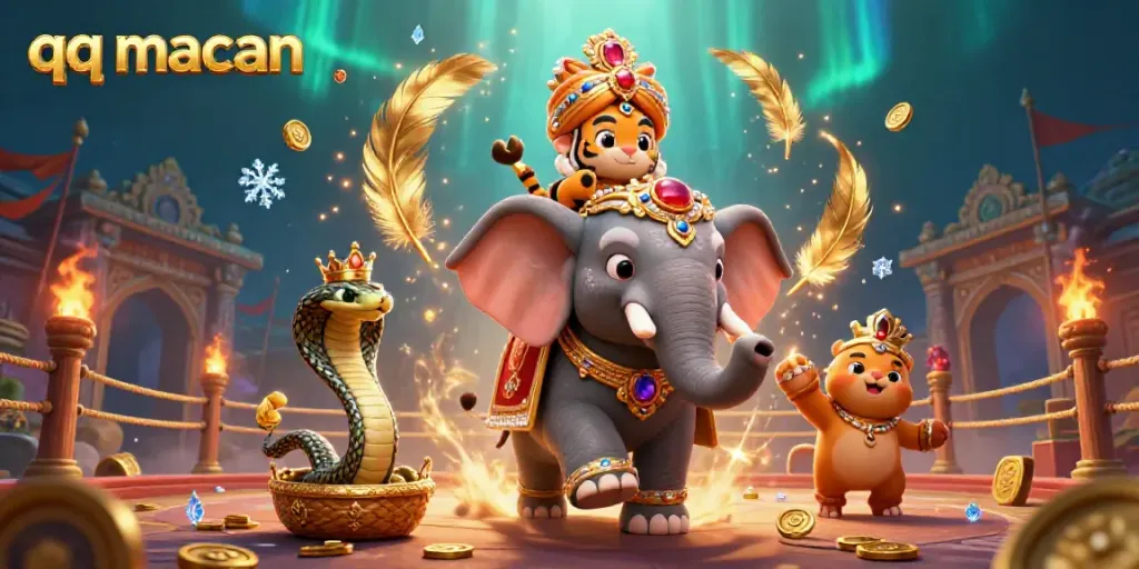Experience the excitement of qq macan with a vibrant scene featuring a maharaja tiger and elegant gambling elements.