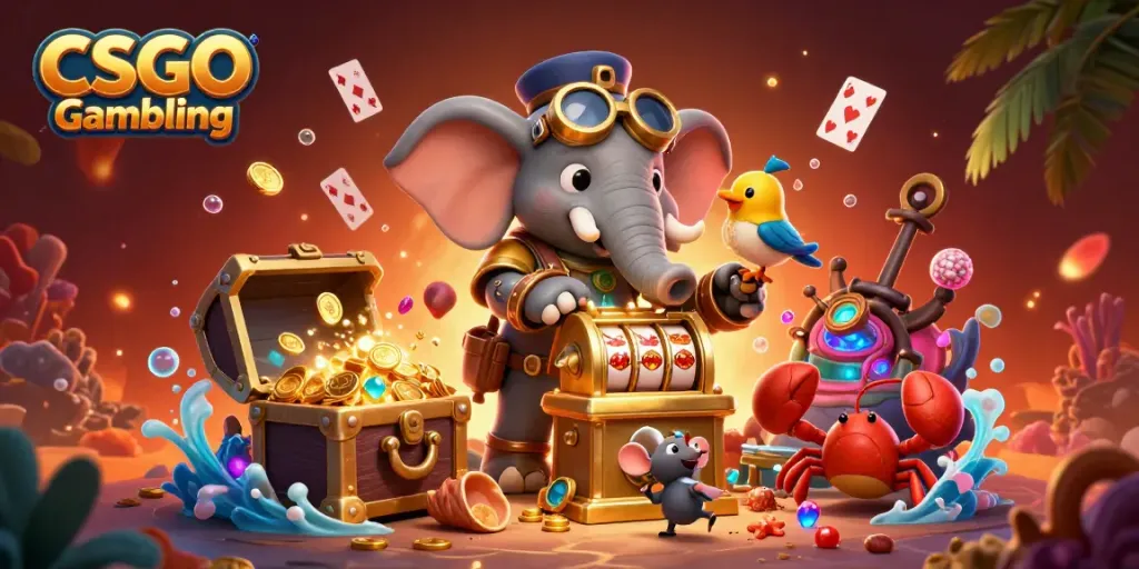 Engaging CSGO Gambling scene with vibrant characters and dynamic casino elements, showcasing exhilarating gameplay.