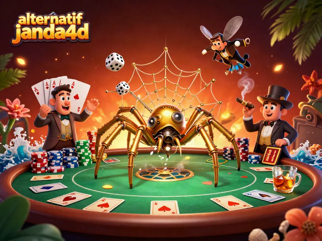 Ilustrasi 3D menarik alternatif janda4d dengan karakter dan elemen kasino