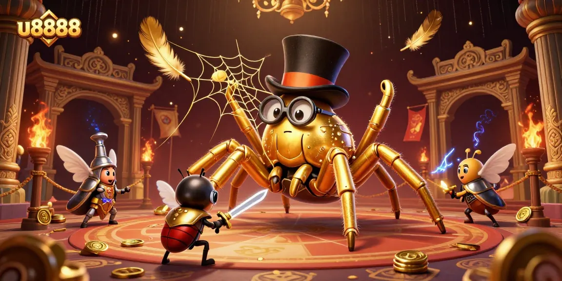 Engage with u8888's immersive 3D casino scene featuring adventurous characters and vibrant gaming elements.