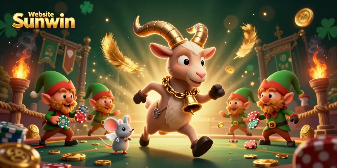 Win big at Website Sunwin with a vibrant visual of a festive casino scene featuring unique characters and dynamic elements.