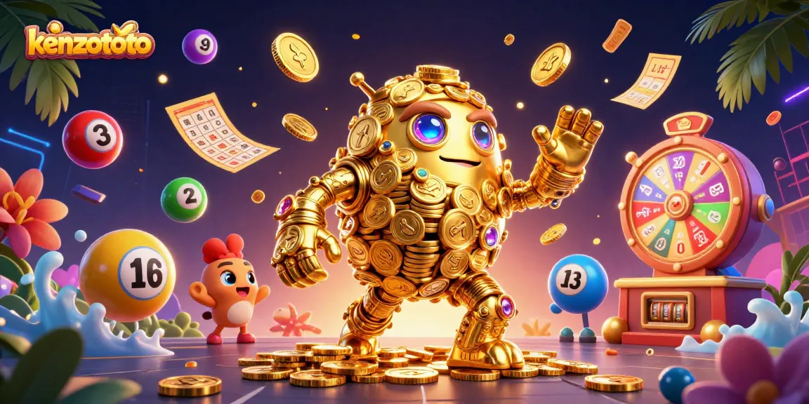 Experience thrilling wins with kenzototo's vibrant 3D casino illustration featuring dynamic gambling elements.